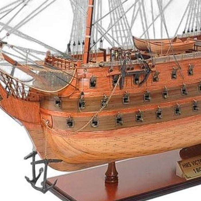 Hand Painted Model Boat Tabletop Sculpture (401840) - Brown