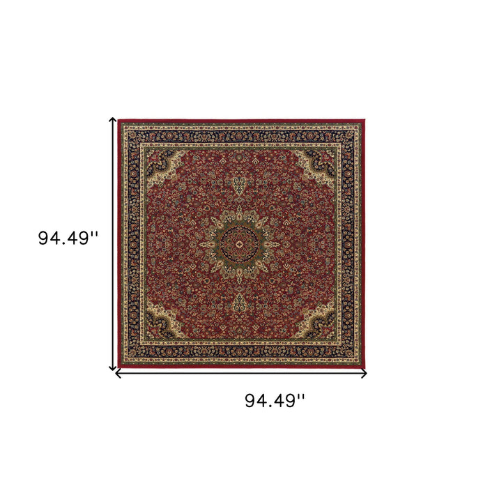 8' Oriental Square Rug - Red And Blue