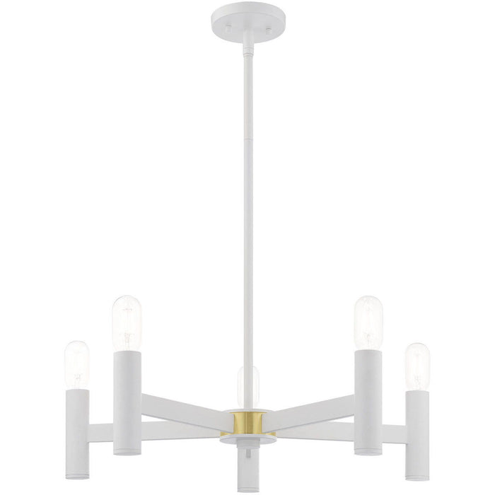 19'' Five Light Dimmable Chandelier With Shades - White