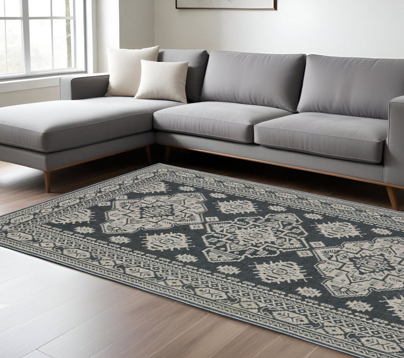 8' X 11' Medallion Area Rug - Blue / Gray