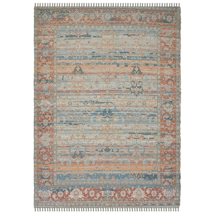 8' X 10' Oriental Hand Woven Area Rug With Fringe - Blue
