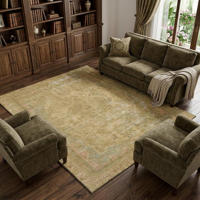 10' X 14' Floral Medallion Washable Area Rug With UV Protection (695900) - Coral / Beige