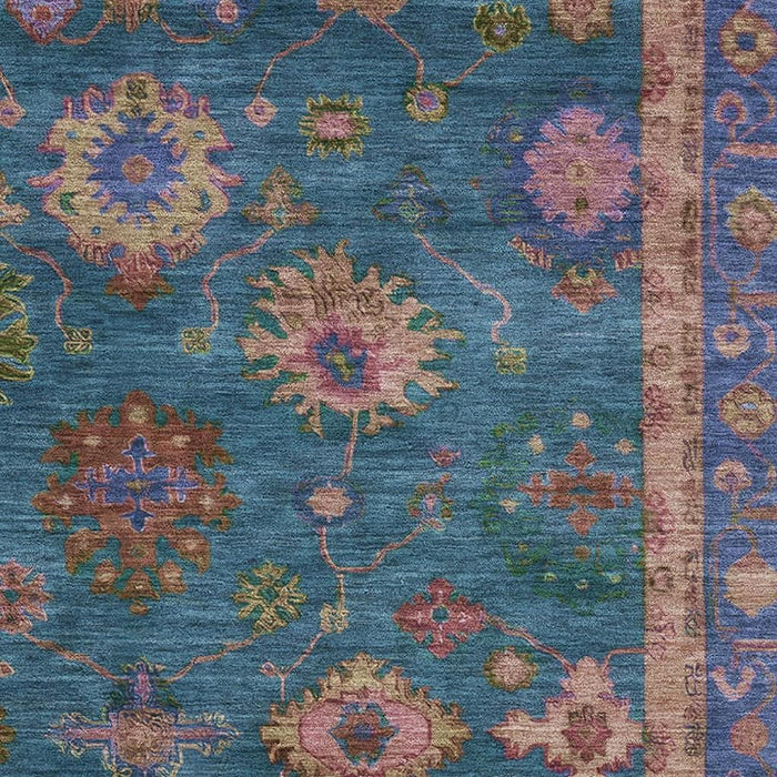 10' X 14' Oriental Washable Area Rug With UV Protection (716443) - Teal / Blush