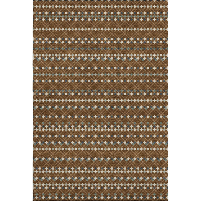 10' X 14' Striped Washable Area Rug With UV Protection (693522) - Brown / Gray / Ivory