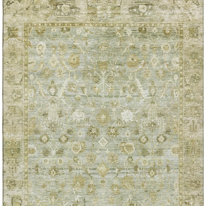 10' X 14' Oriental Washable Area Rug With UV Protection (700907) - Sage / Ivory