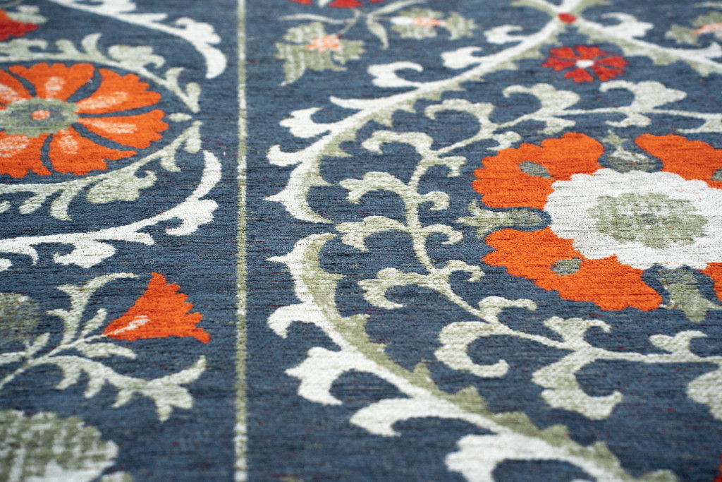 6' X 8' Tribal Washable Area Rug With UV Protection (610056) - Blue / Orange / Gray