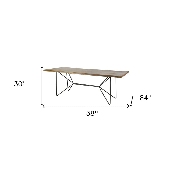 84" Solid Wood And Metal Trestle Base Dining Table - Natural