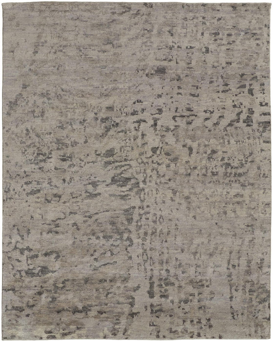 5' X 8' Wool Abstract Hand Knotted Area Rug (744200) - Ivory / Gray