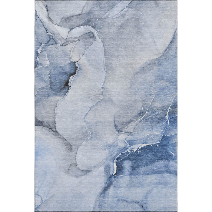 10' X 14' Abstract Washable Area Rug With UV Protection (647332) - Blue / Ivory