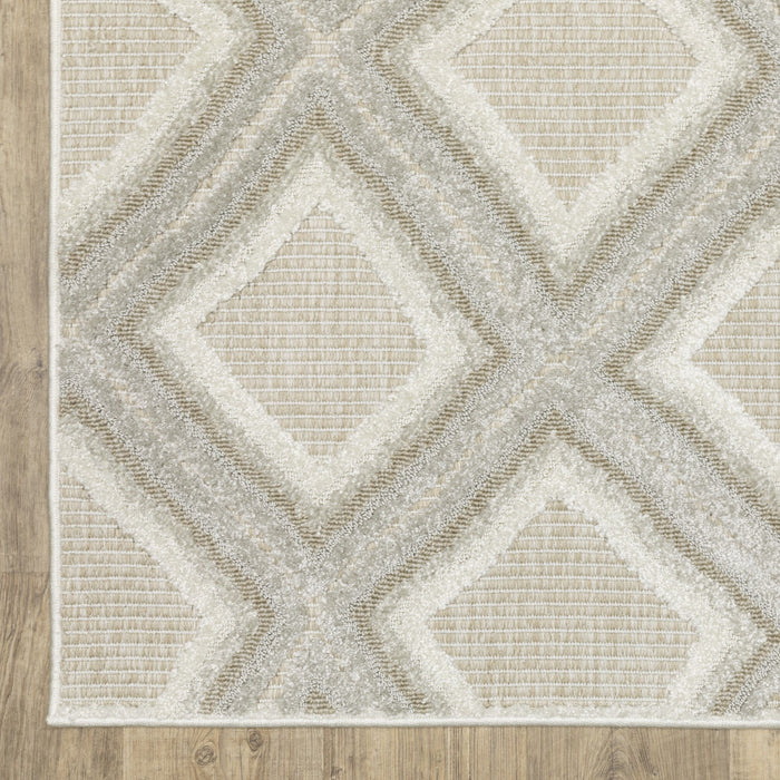 10' X 13' Diamond Area Rug - Gray And Beige