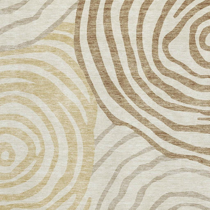 10' X 14' Abstract Washable Area Rug With UV Protection - Gold And Brown