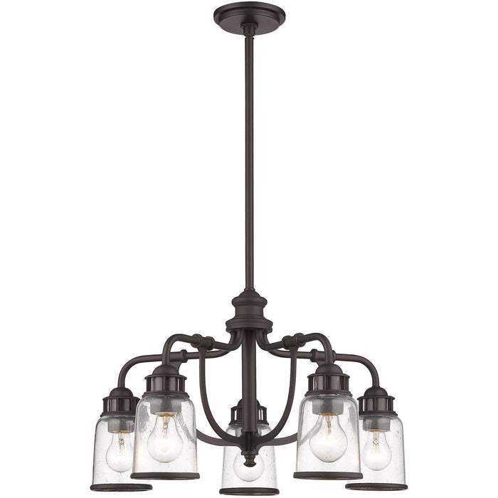 21'' Five Light Dimmable Chandelier With Shades - Bronze