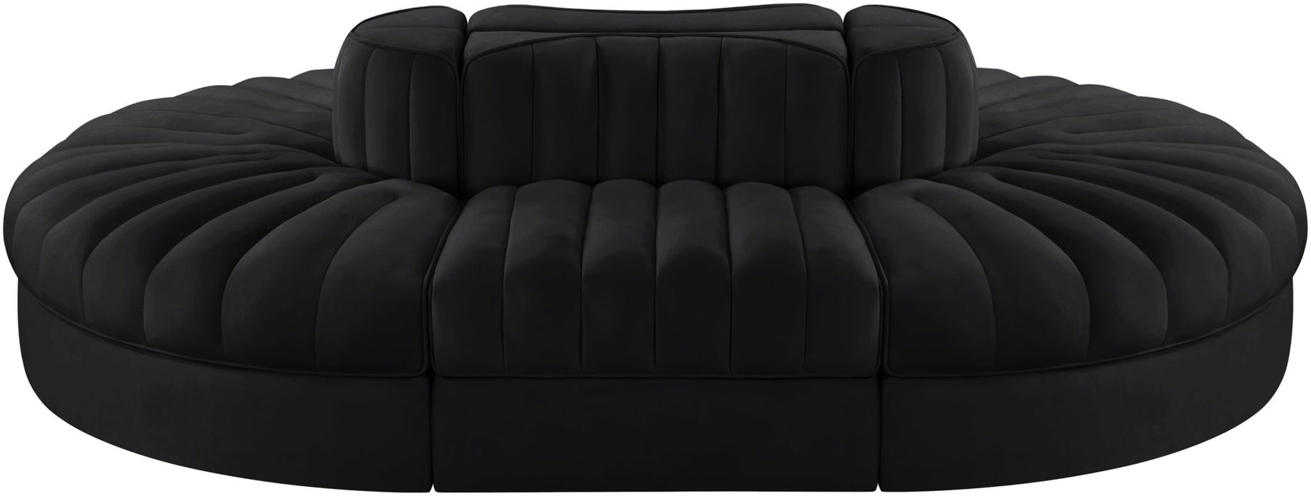 Rummi - Oval Velvet Performance Fabric Upholstered 6 Piece Modular Sectional