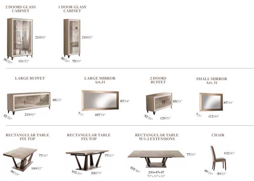 ArredoAmbra - 2 Door Glass Cabinet - Light Brown