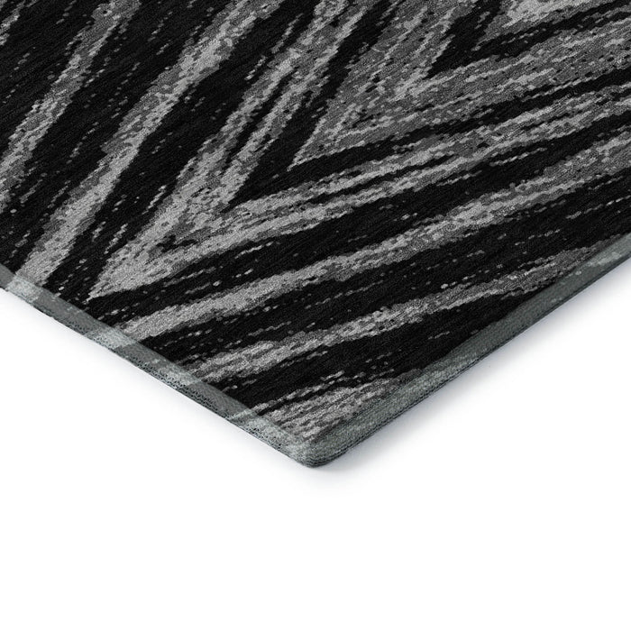 10' X 14' Abstract Washable Area Rug With UV Protection (669678) - Black / Gray