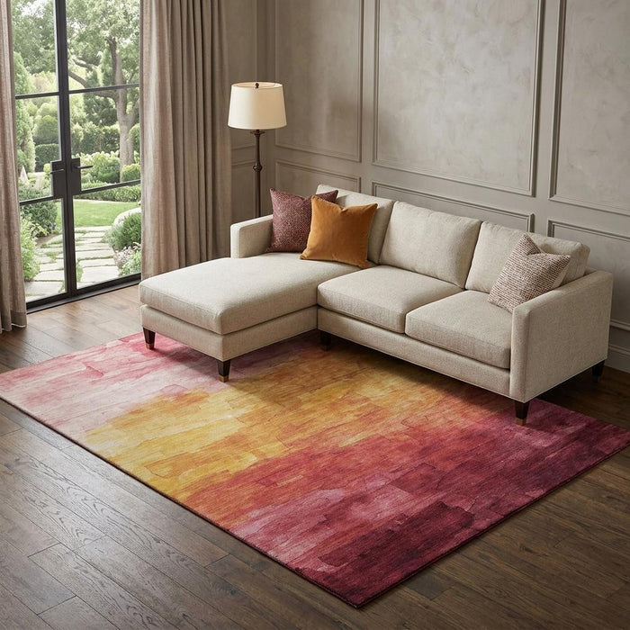 10' X 14' Striped Washable Area Rug With UV Protection (693852) - Blush / Orange / Pink