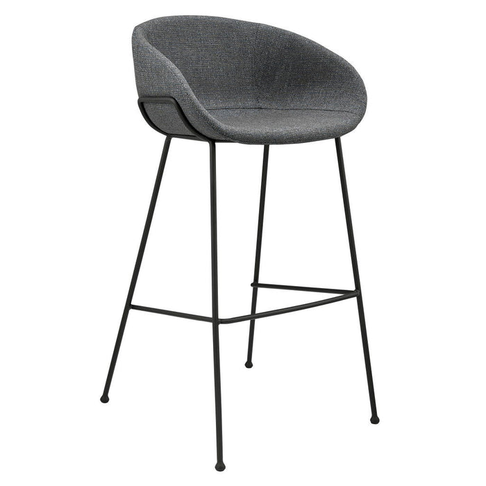 Steel Low Back Bar Height Bar Chairs (Set of 2) - Gray And Black