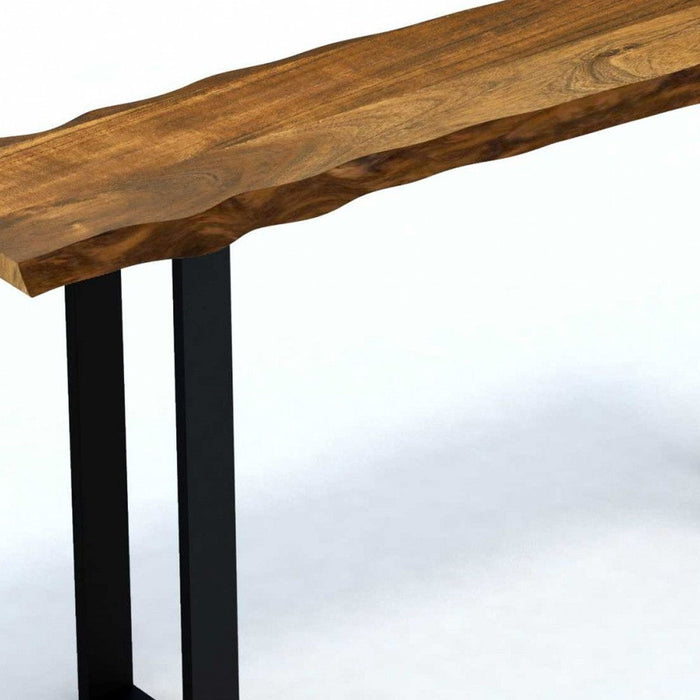 Solid Wood Distressed Sled Console Table - Brown And Black