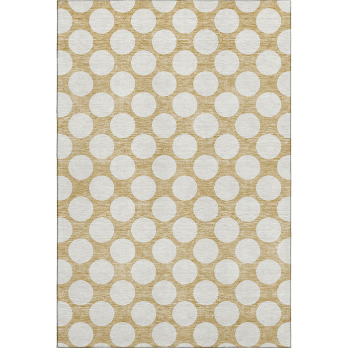 10' X 14' Polka Dot Washable Area Rug With UV Protection (673201) - Gold / Ivory