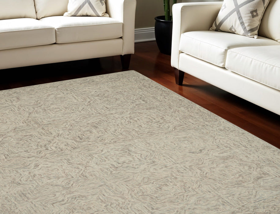 8' X 11' Wool Geometric Area Rug - Blue And Ivory