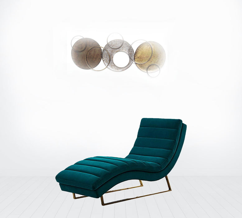 Tufted Velvet Solid Color Chaise Lounge Chair - Green And Silver