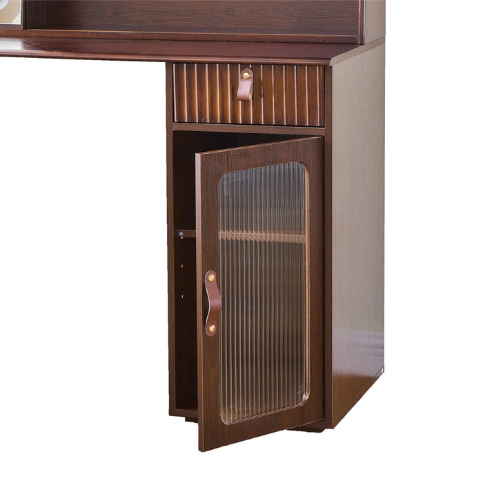 47" Wood Lighted Vanity Single Drawer Dresser - Brown