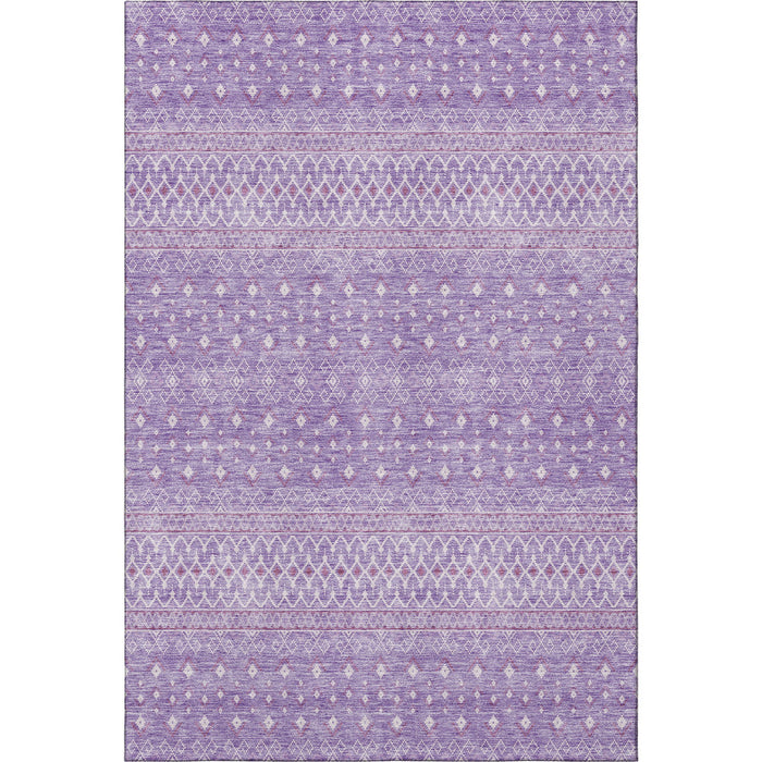 9' X 12' Tribal Washable Area Rug With UV Protection (657178) - Lavender / Ivory