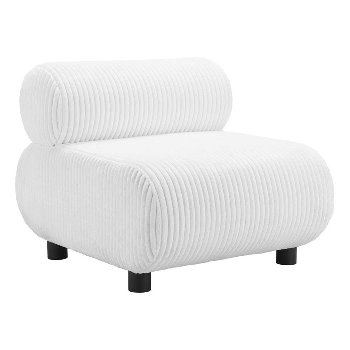 31" Corduroy And Upholstered Side Chair - White / Black