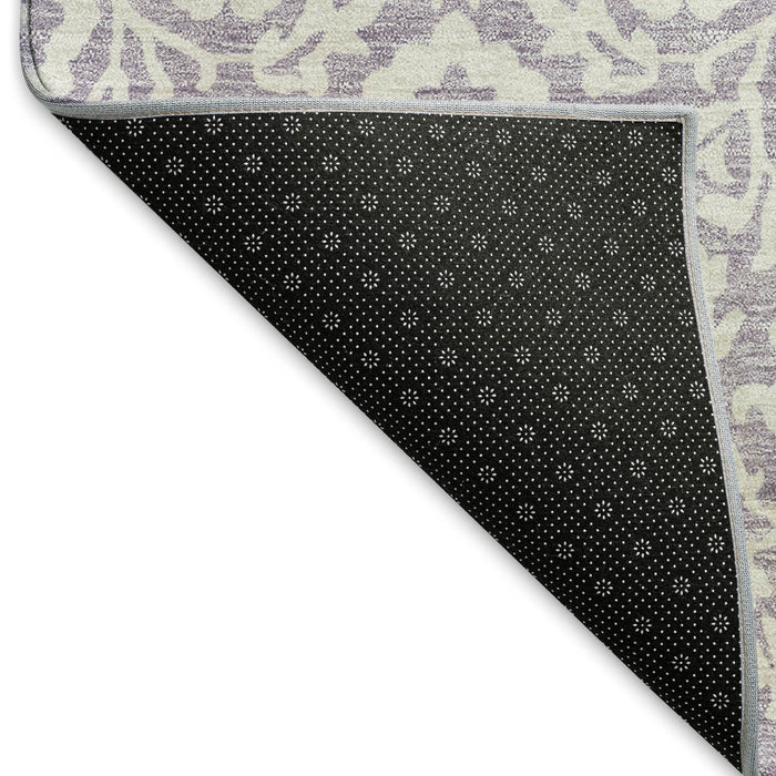 10' X 14' Damask Washable Area Rug With UV Protection (673145) - Lavender / Ivory