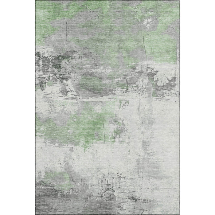 10' X 14' Abstract Washable Area Rug With UV Protection (697158) - Artichoke Green / Gray / Ivory