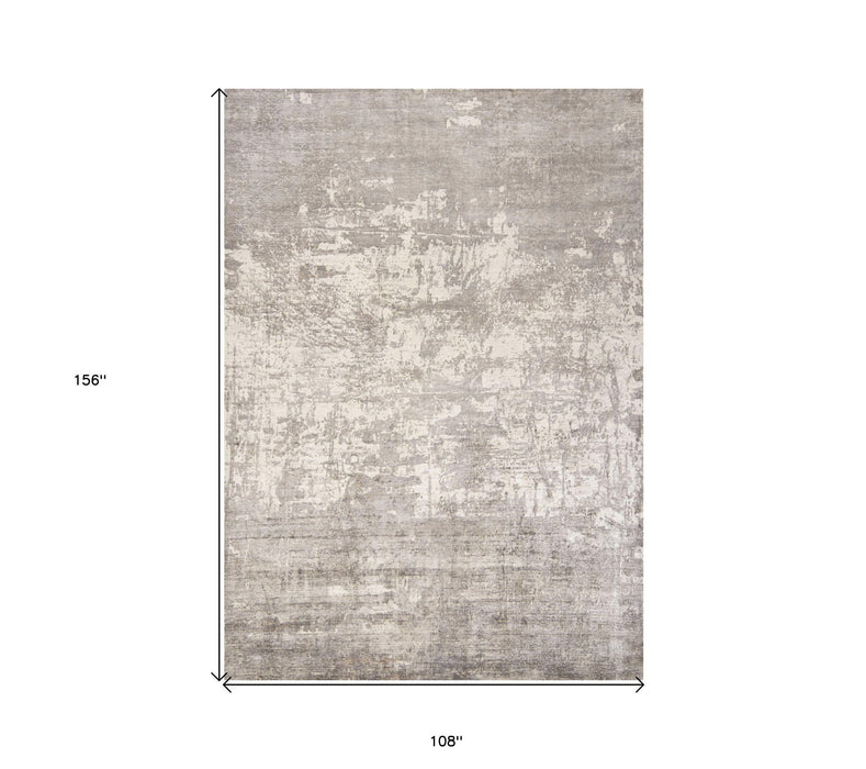9' x 13' Hand Loomed Abstract Brushstroke Indoor Area Rug - Beige