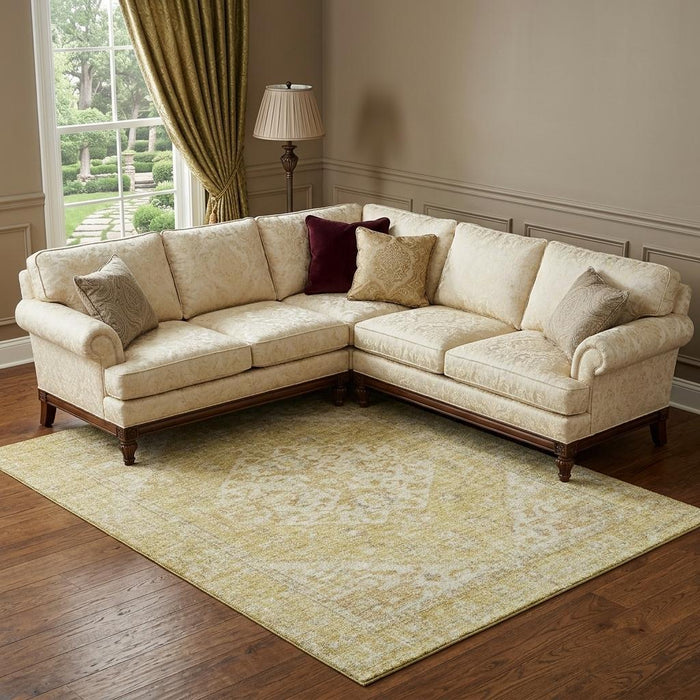 10' X 14' Medallion Washable Area Rug With UV Protection (684370) - Gold / Beige