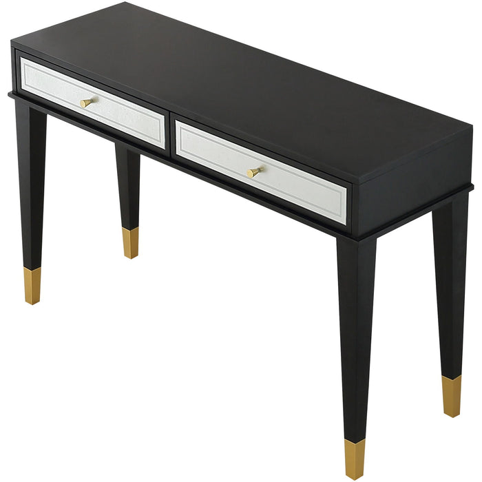Console Table And Drawers - Black And Silver And Gold