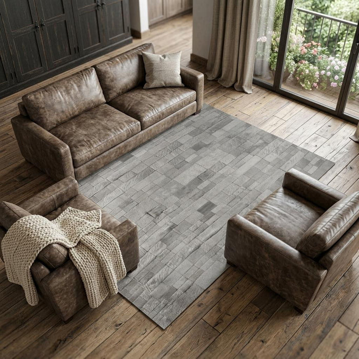 8' X 10' Cowhide Patchwork Area Rug (544494) - Gray