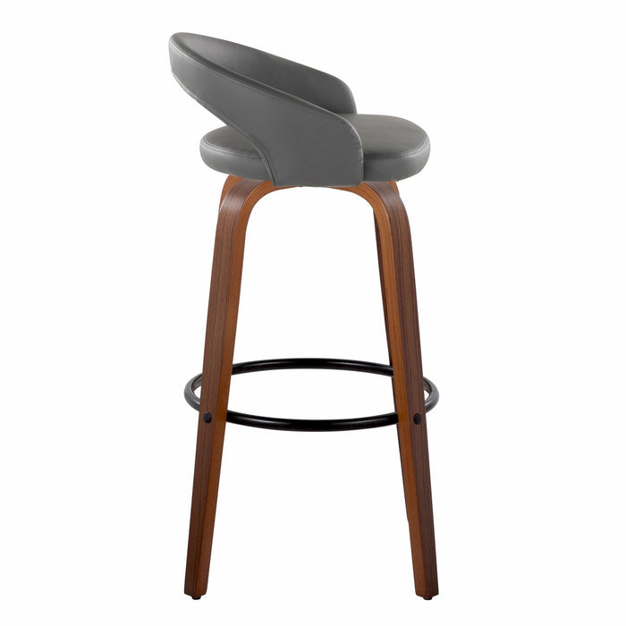 Grotto - Upholstered Fixed-Height Barstool (Set of 2) - Walnut Wood