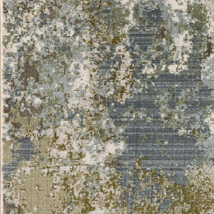 10' x 13' Abstract Power Loom Stain Resistant Area Rug - Blue Gray Green And Beige