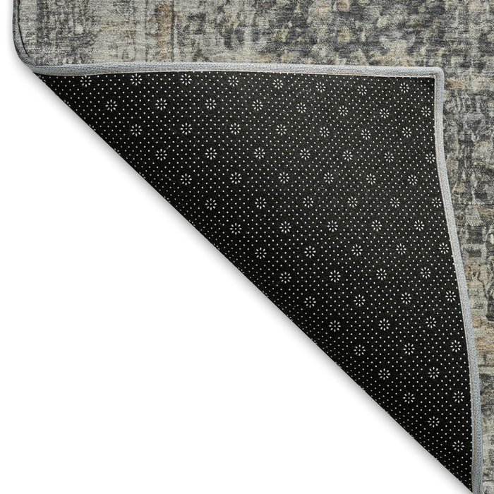 10' X 14' Floral Medallion Washable Area Rug With UV Protection (696446) - Charcoal / Gray / Silver