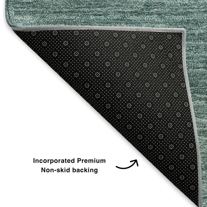 10' X 14' Abstract Washable Area Rug With UV Protection (653602) - Teal / Ivory