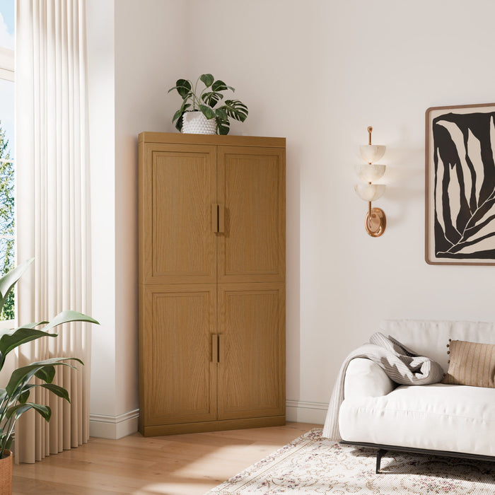 Corner Accent Cabinet With Two Doors (Set of 2) - Natural