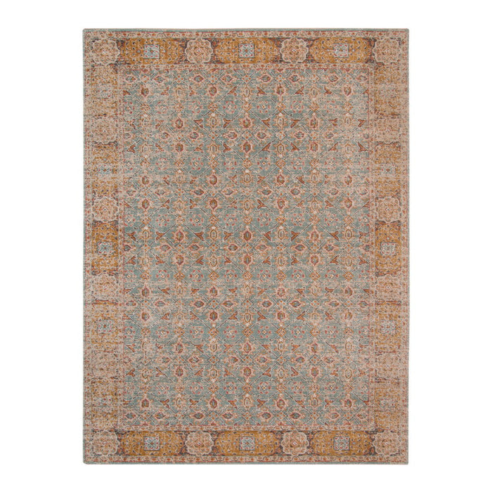 9' x 12' Floral Power Loom Area Rug - Teal Red And Orange