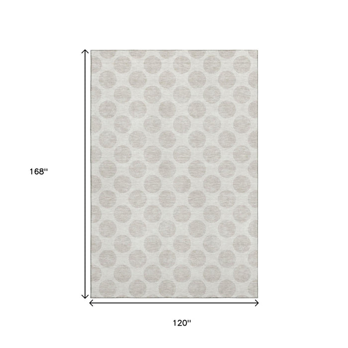 10' X 14' Polka Dot Washable Area Rug With UV Protection (673219) - Ivory / Beige