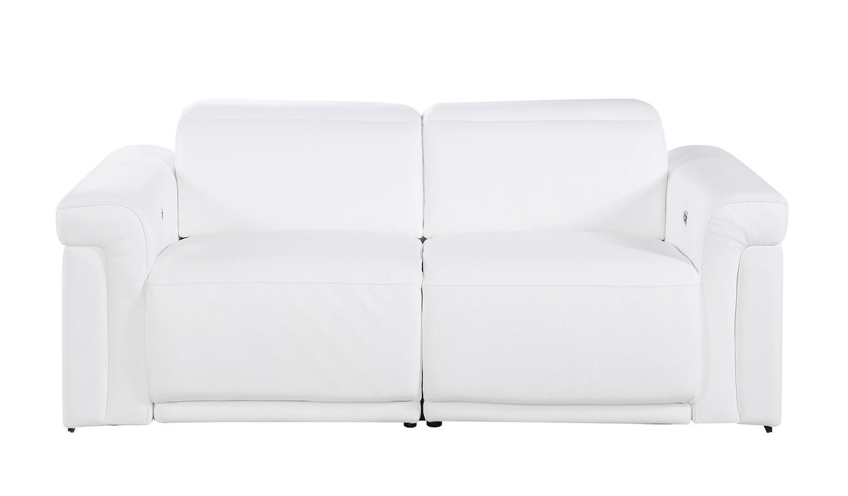 Italian Leather Power Reclining Loveseat (720489) - White / Black
