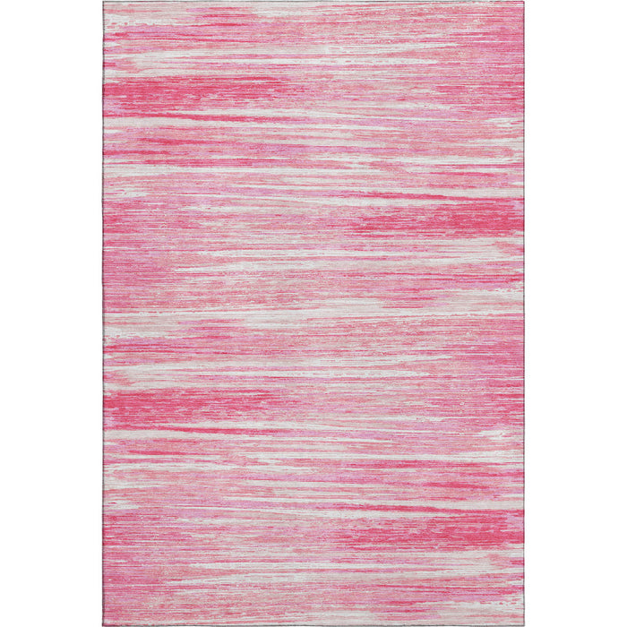 10' X 14' Striped Washable Area Rug With UV Protection (671252) - Pink / Ivory