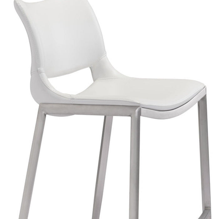29" Steel Low Back Bar Height Bar Chairs (Set of 2) - White And Silver