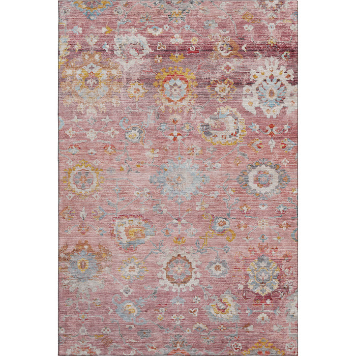 10' X 14' Floral Washable Area Rug With UV Protection (684480) - Pink / Gold / Blue