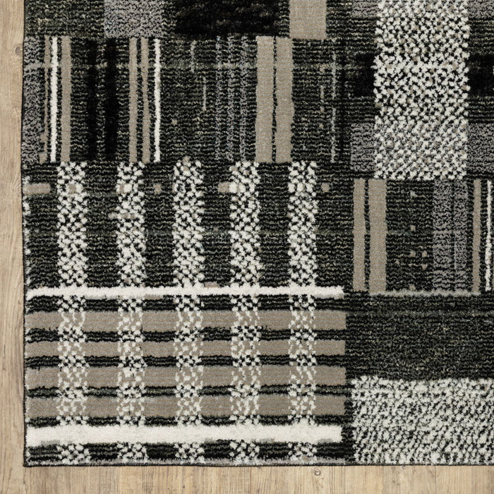 10' x 13' Geometric Power Loom Area Rug - Gray And Black