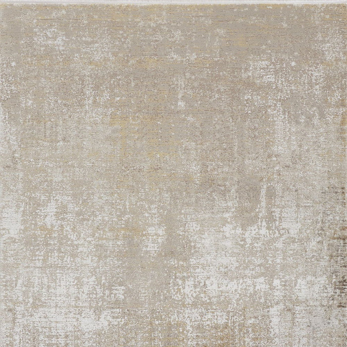 12' x 18' Abstract Power Loom Distressed Area Rug - Taupe Ivory And Gold