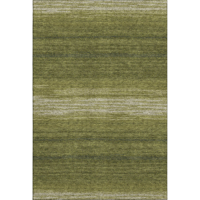 10' X 14' Striped Washable Area Rug With UV Protection (681143) - Olive Green / Ivory