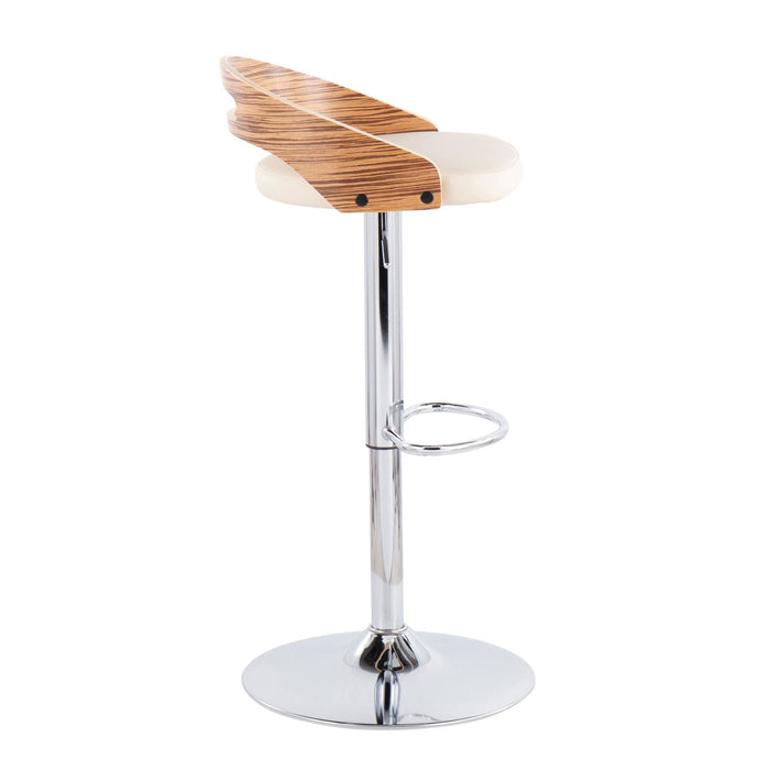 Cassis - Adjustable Barstool With Swivel - Zebra Wood And Cream Faux Leather