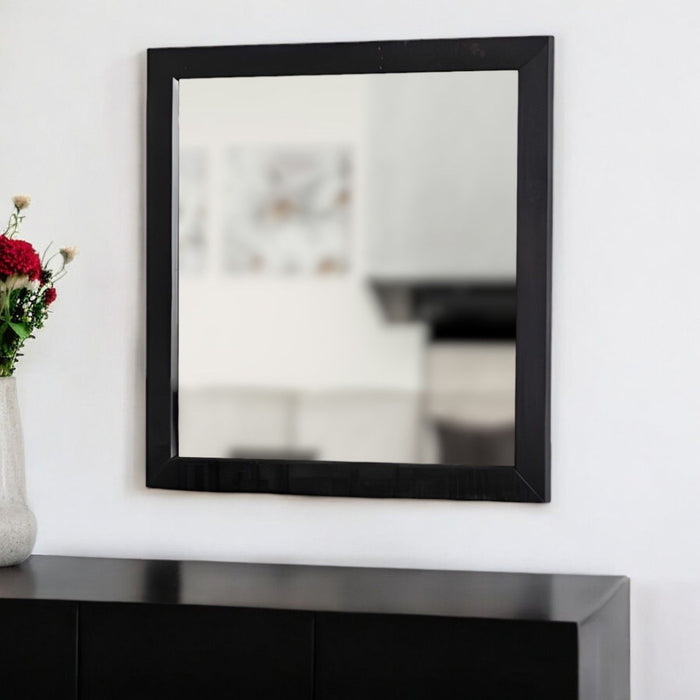 28" Solid Framed Accent Mirror - Dark Brown